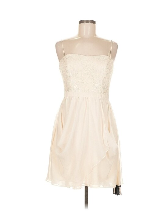 Aqua Dresses & Skirts - Aqua Ivory/Cream Lace Bodice Spaghetti Strap Cocktail Dress - Size 8